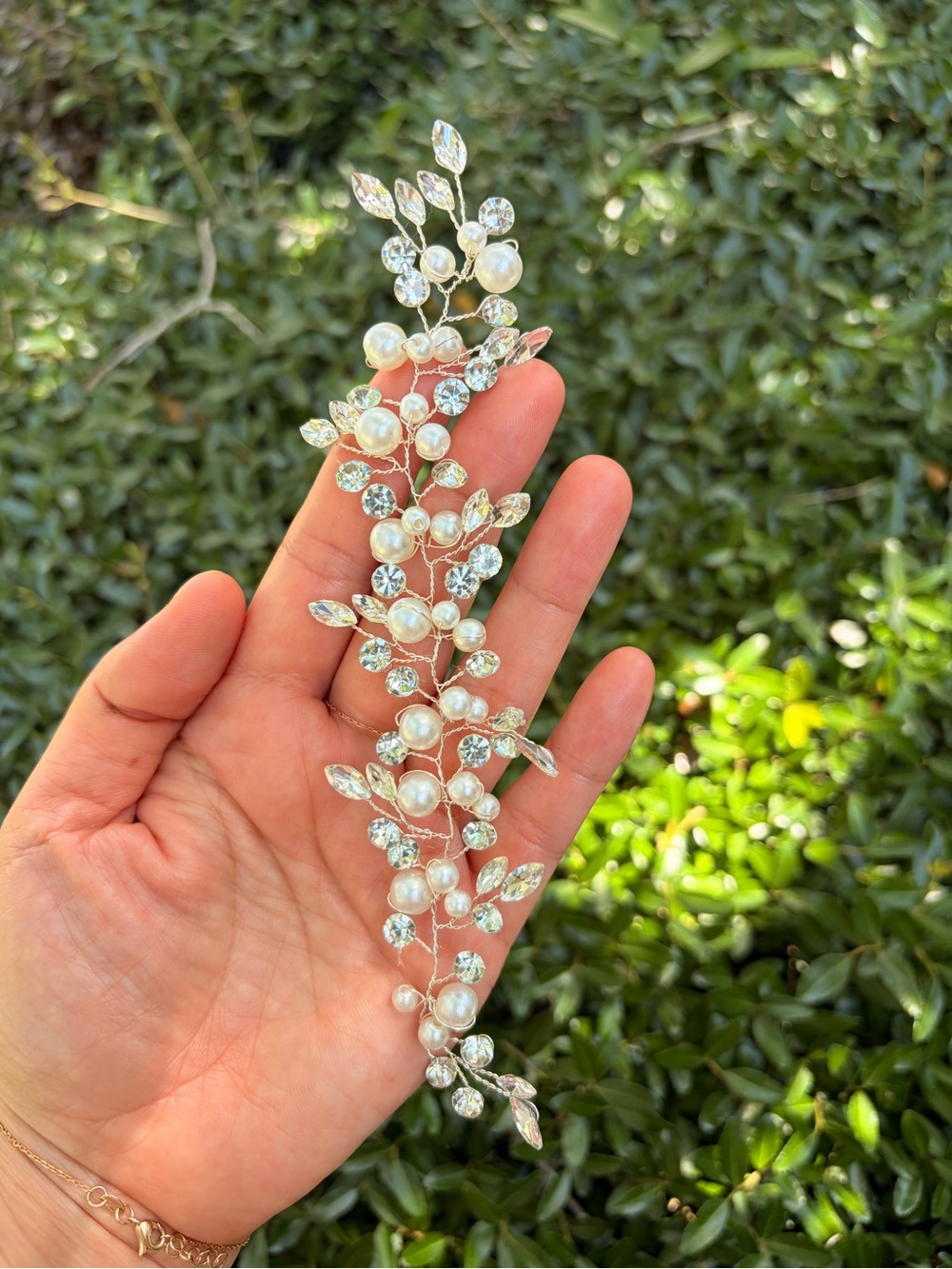 Pearl and Crystal Leaf Hairpiece Bride Hair Accessories - Picture 5 of 5